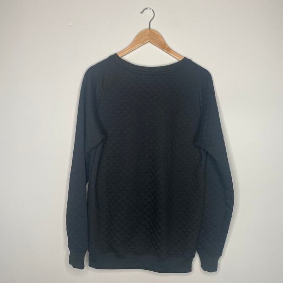 Nomad Sweater Mens Medium Black Pullover Quilted Pattern Raglan Sleeve Crew Neck - Picture 6 of 6